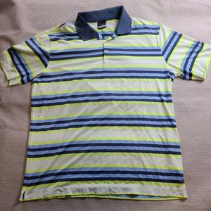 Nike Dri-Fit Golf Polo Mens XL Short Sleeve Shirt Blue Yellow Stripes Striped